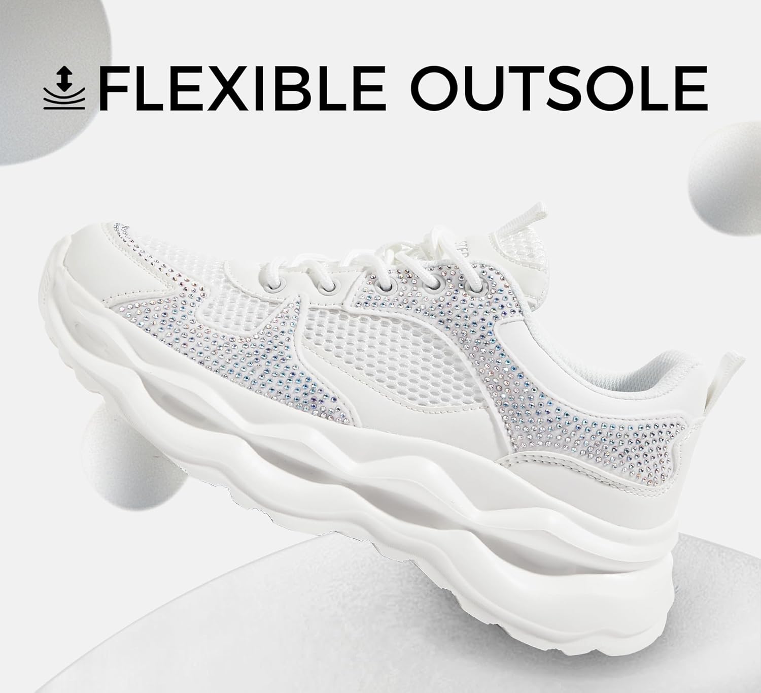 LUCKY STEP Women 's Chunky Sneakers 90s Fashion Thick Dad Rave Sparkly Bling Rhinestone Platform Casual Running Walking Shoes - Image 5