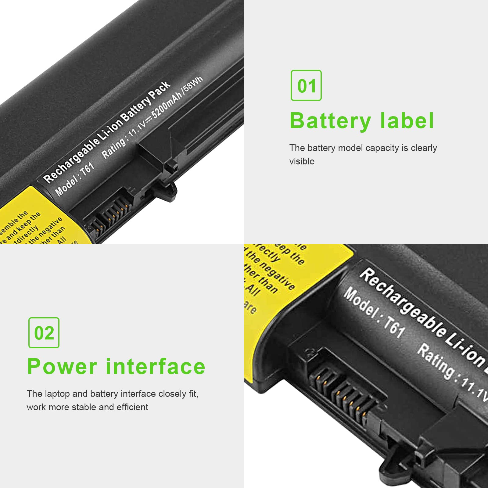 Batterie Pour Lenovo ThinkPad T61, R61, T400, R400 - 6 Cellules 4400mAh - Compatible Avec Plusieurs Modèles