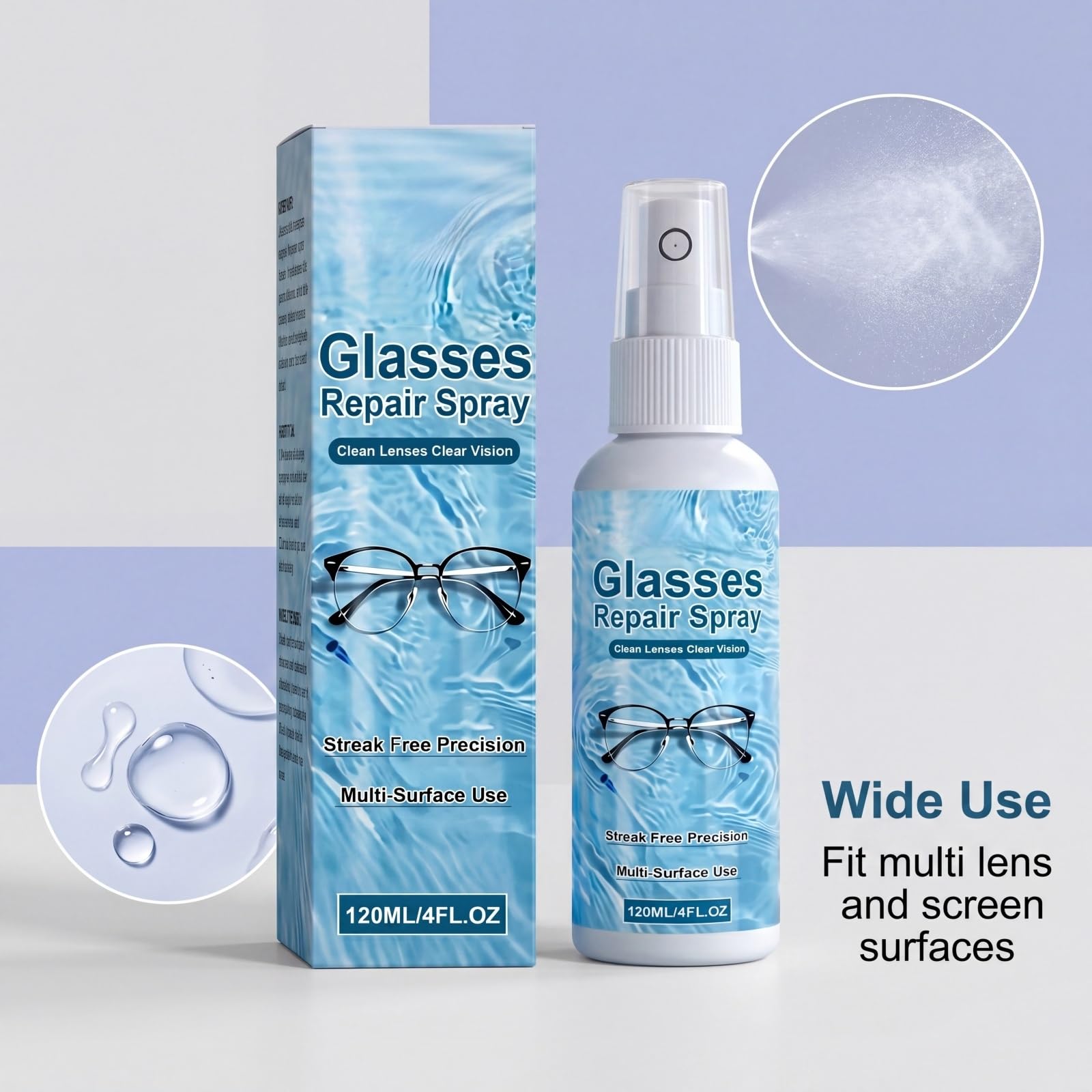 Spray profesional de reparación de arañazos de lentes, spray limpiador de lentes, restaura la claridad de la lente, líquido de reparación portátil para una visión clara, solución de limpieza y
