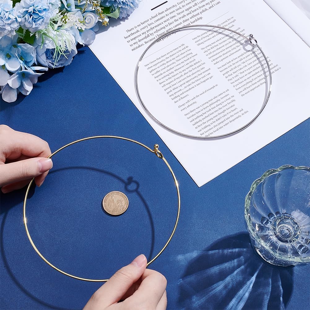 UNICRAFTALE Wire Wrap Collar Necklaces for Women 304 Stainless Steel Choker Necklaces Open Choker Necklace Metal Plain Chocker Collar Necklace for DIY Jewelry Making
