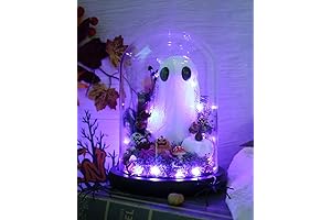 Light Up Ghost in Glass Cloche