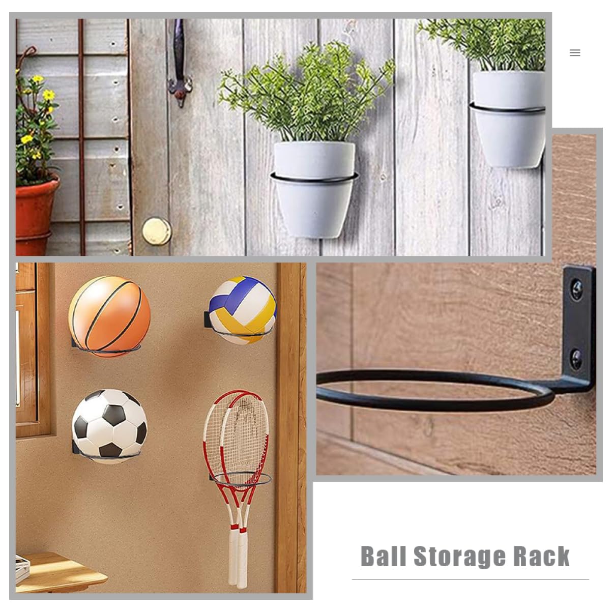 Sosoport Estante De Almacenamiento De Fútbol Soporte De Pared para Pantalla De Baloncesto Soporte De Pared para Soporte De Baloncesto Liga Portabalones De Pared Black