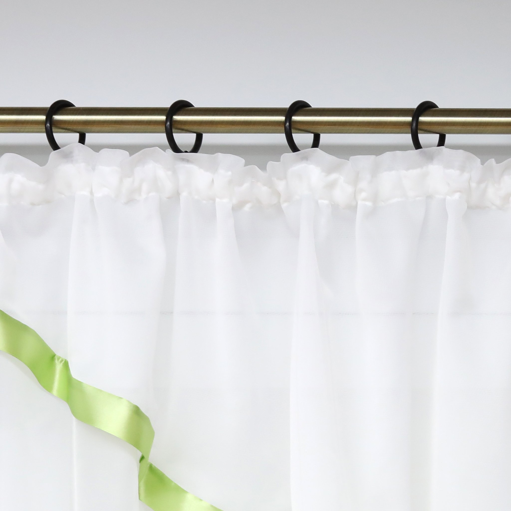 ESLIR Rideau brise-bise avec galon fronceur, voile, vert, 145 x 300 cm | Rideaux de bistrot transparents avec ruban en satin, 1 pièce, rideaux de fenêtre modernes, pour salon, cuisine