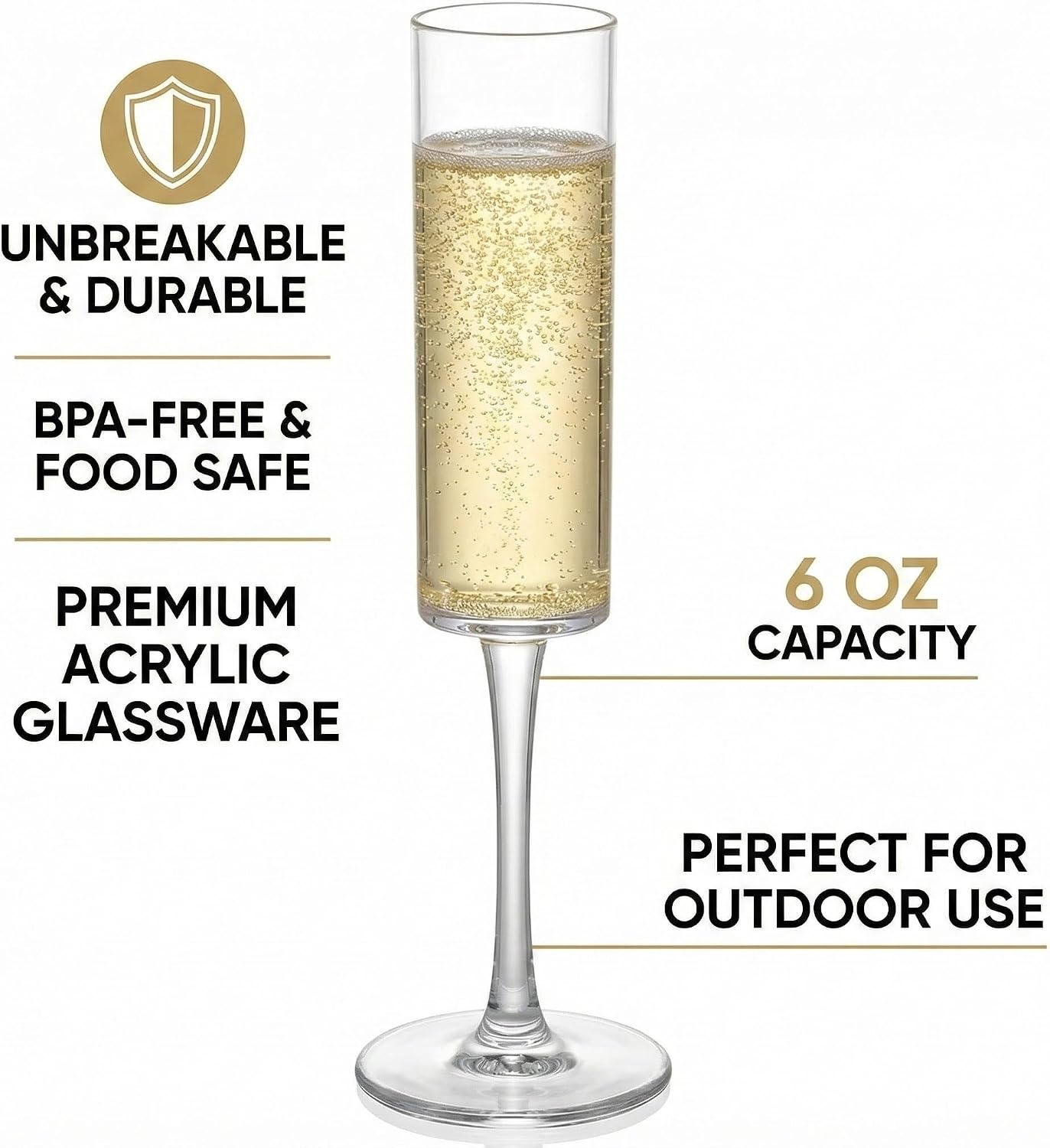 18 Pack Plastic Champagne Flutes, 6 Oz Unbreakable Goblet Glasses Reusable Champagne Toasting Cups - Modern & Elegant for Wedding Party Anniversary Christmas Birthday