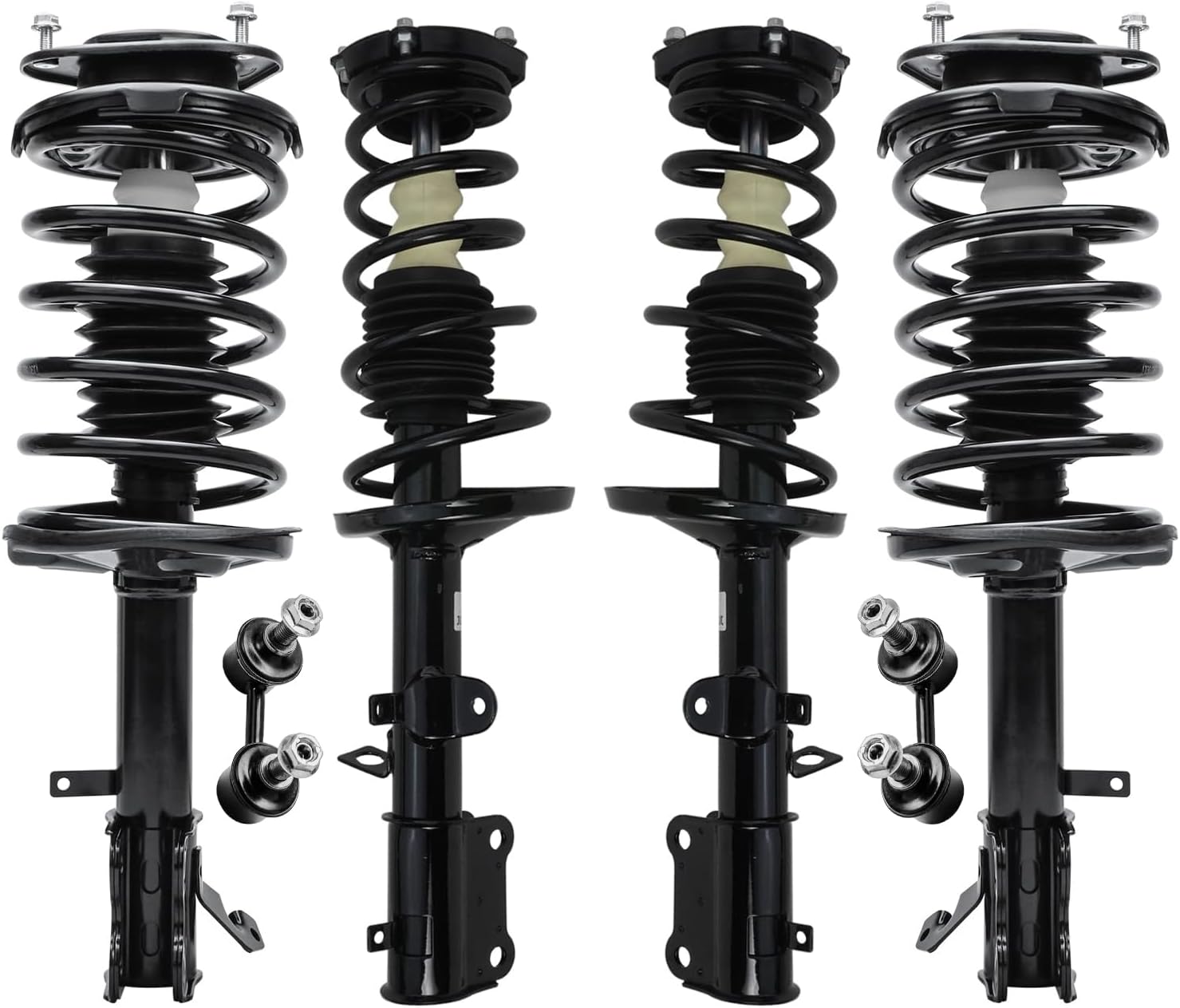 Detroit Axle - 6pc Struts Kit for 1993-2002 Toyota Corolla, 1998-2002 Chevrolet Prizm, 1993-1997 Geo Prizm, 4 Front Rear Struts w/Coil Spring 2 Front Sway Bars Replacement Ready Struts Shocks Assembly