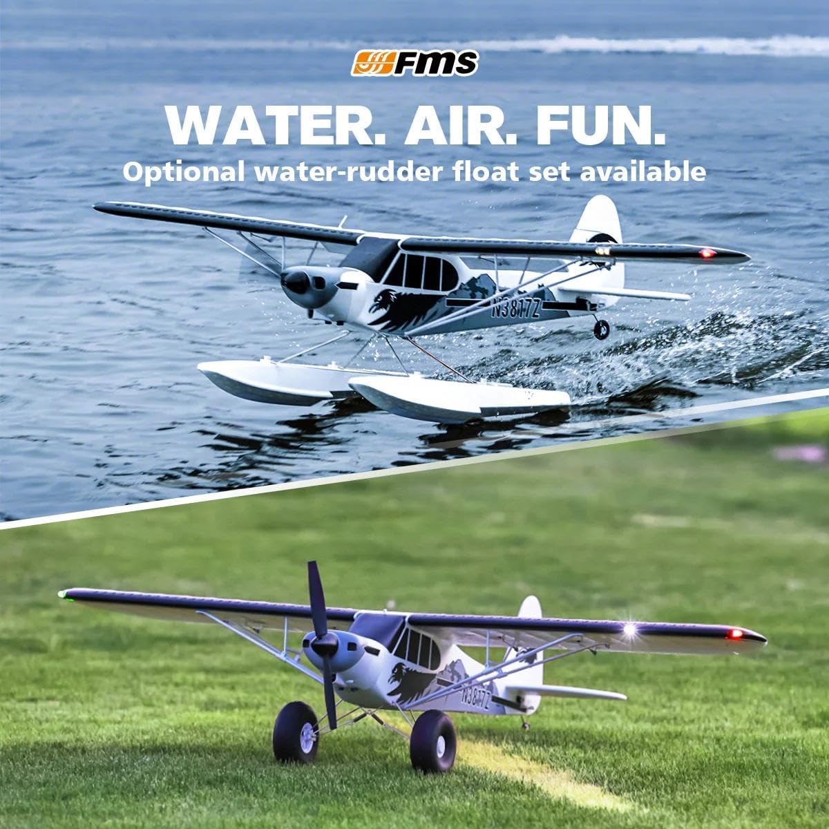 Fms RC Airplane Piper PA-18 Super Cub 1300MM (52") – Remote Control Airplane for Adults & Beginners, 6-Channel RTF with Reflex V3 Stabilization System, Included Transmitter, Receiver & Charger