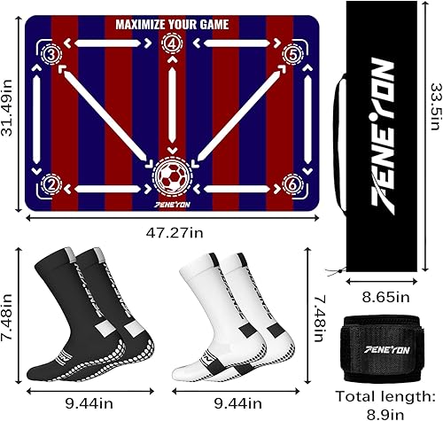 Miniatura 7 de Alfombrilla de entrenamiento de fútbol con calcetines de fútbol, equipo de entrenamiento de fútbol antideslizante para adultos y atletas