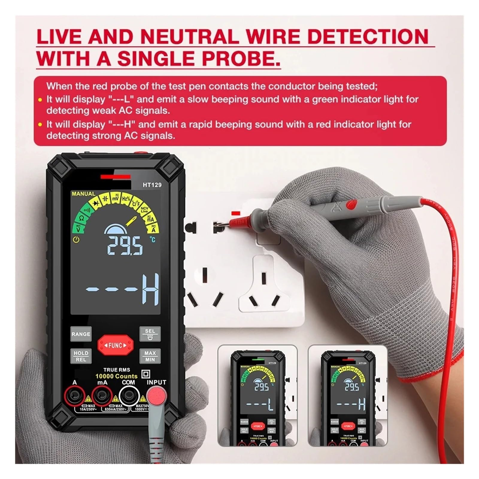 9999 Zliczeń Inteligentny Multimetr Cyfrowy Z Możliwością Ładowania True 1000V 10A DC AC Napięcie Prądu Multimetro Kolorowy Wyświetlacz LCD Multitester Szybko Dokładnie Łatwy Odczyt