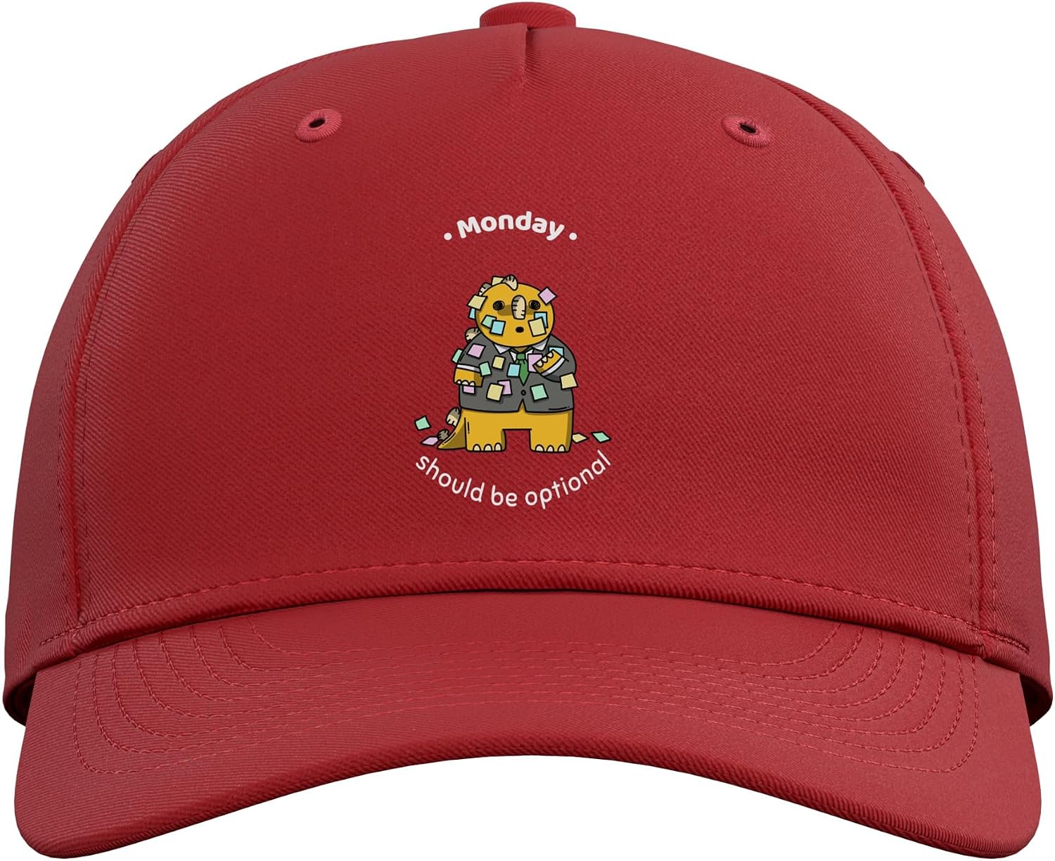 Monday Should Be Optional Dinosaur Dino Cool Humour Funny Adjustable Baseball Hat image 2