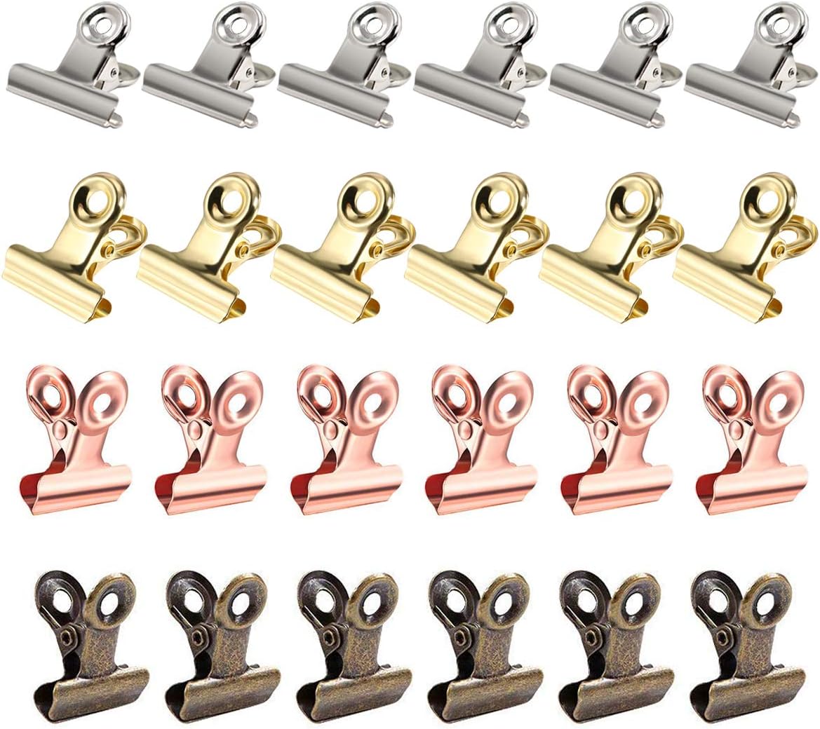 Aelfox 24個 目玉クリップ 金属 口幅30mm ダブルクリップ 文房具 紙クリップ オフィス クリップ キッチン 4色 クリップ リング 文房具 オフィス用品 Amazon