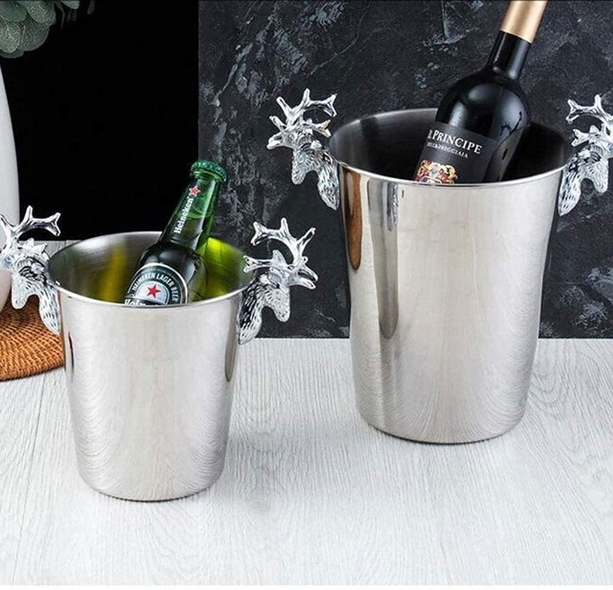 HSF Cubos de Hielo de Acero Inoxidable Conjuntos de Hielo de Acero Inoxidable con Recipiente Creativo de Cubitos de Hielo for Vino Botellas de Champagne 3L / 5L Cubiteras (Color : Tall, Size : 5L)