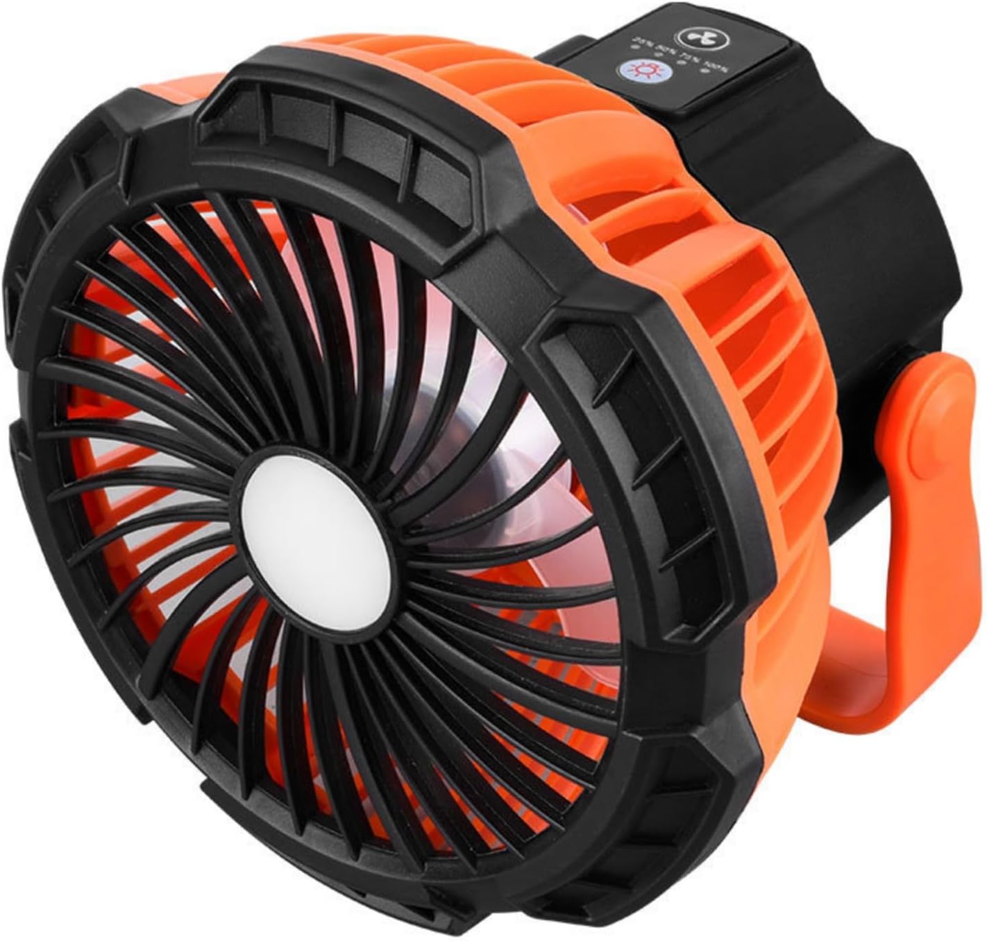 Multifunctional Outdoor Fan with Hanging Hook and LED Light Regulable for Hiking Backpacking Portable Hanging Tent with LED Light