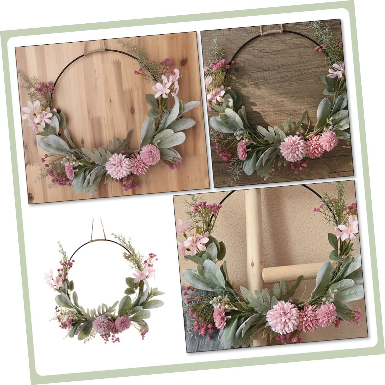 VOSAREA 2pièces Couronne De Fleurs Artificielles avec Oreilles De Lapin Décoration Murale Porte pour Mariage Et Maison Éléments Naturels Et Vifs pour Fêtes Et Saisons