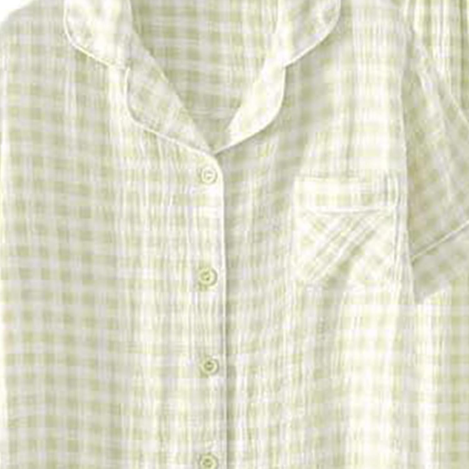 Womens Gingham Pajama Sets 3 Piece Cotton Short Sleeve Button Down Shirts and Pants Lounge Set Pjs Sleepwear - Image 3