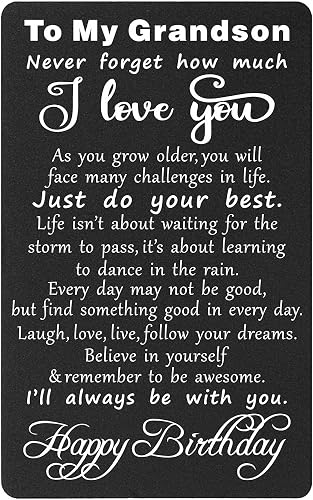 TANWIH Grandson Birthday Cards, Happy Birthday Grandson, Inspirational Gift for Granson Birthday