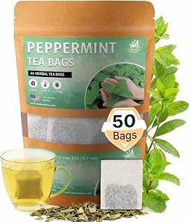 TeaDreamTea Peppermint Tea Bags - Alleviates Digestive Discomfort | Herbal Tea - Healthy Tea | Aromatic & Caffeine Free Tea - Bulk Tea Bags (50 Teabags)