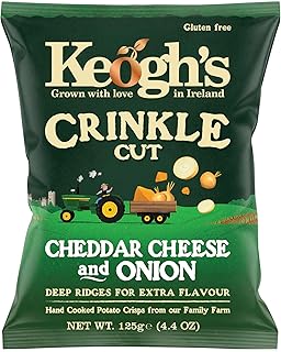 Keogh's Crinkle Cheese & Red Onion 3x125 Grams Deliciously fresh Irish potato crisps