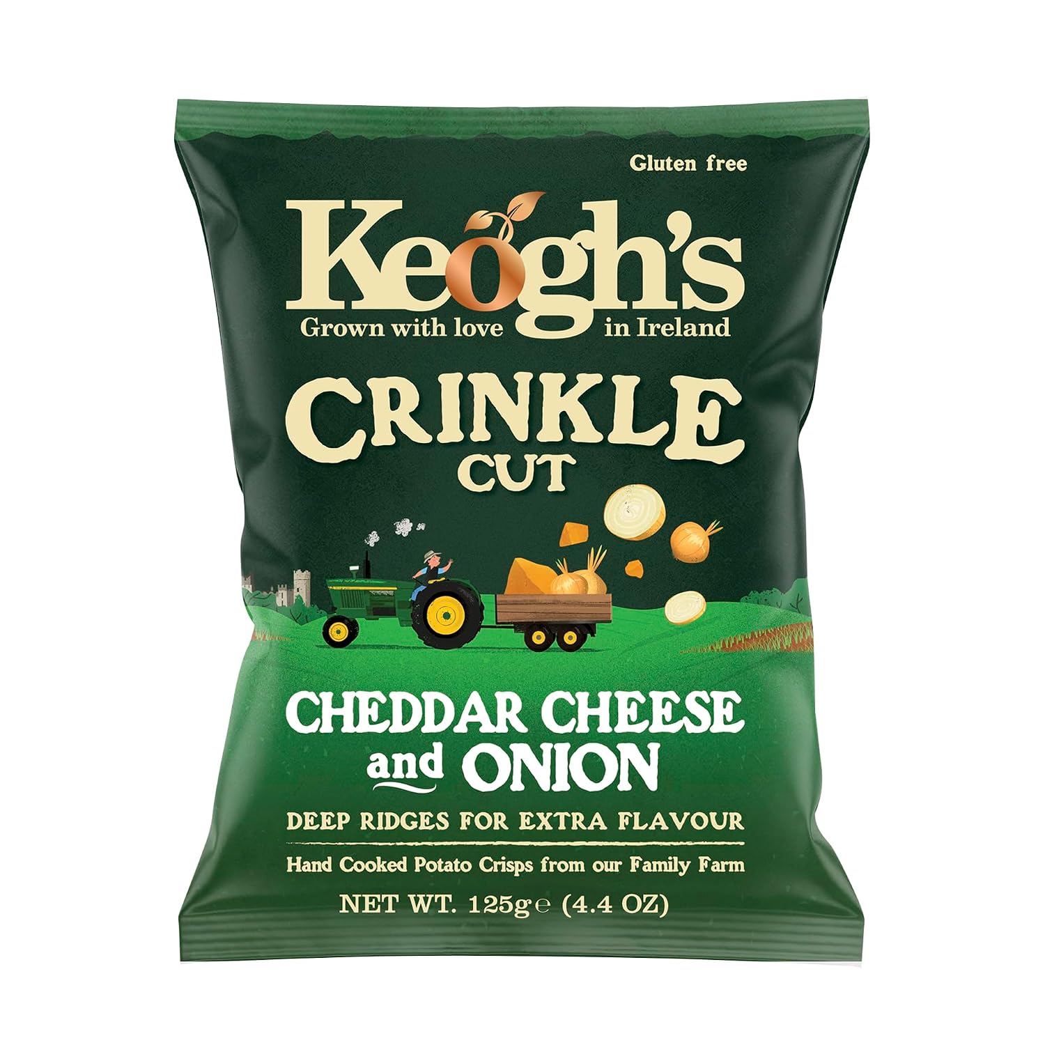 Keogh's Crinkle Cheese & Red Onion 3x125 Grams Deliciously fresh Irish potato crisps