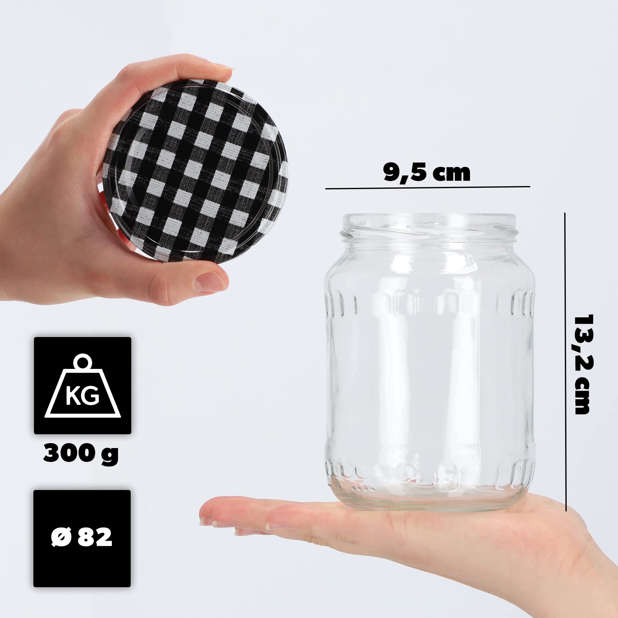 KADAX Lot de 48 grands bocaux en verre 720ml Ø82 à pois rouges – Couvercle Twist-Off hermétique TO82 – Pour conserves, cornichons, légumes fermentés & confitures maison