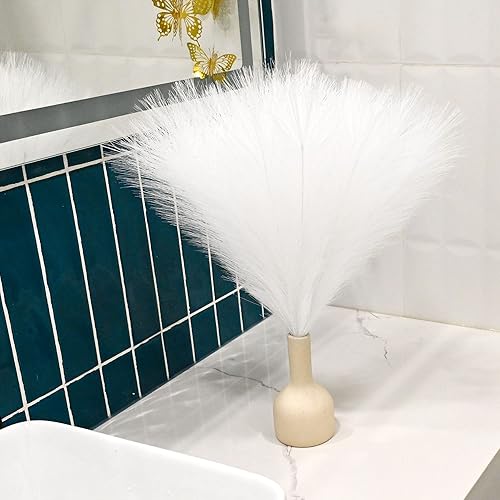 Miniatura 13 de Arreglo de 6 Piezas de Hierba de Pampa Sintética - 18 Pulgadas/45cm de Pasto Artificial Esponjoso y Pomposo para Decoración Boho Chic del Hogar