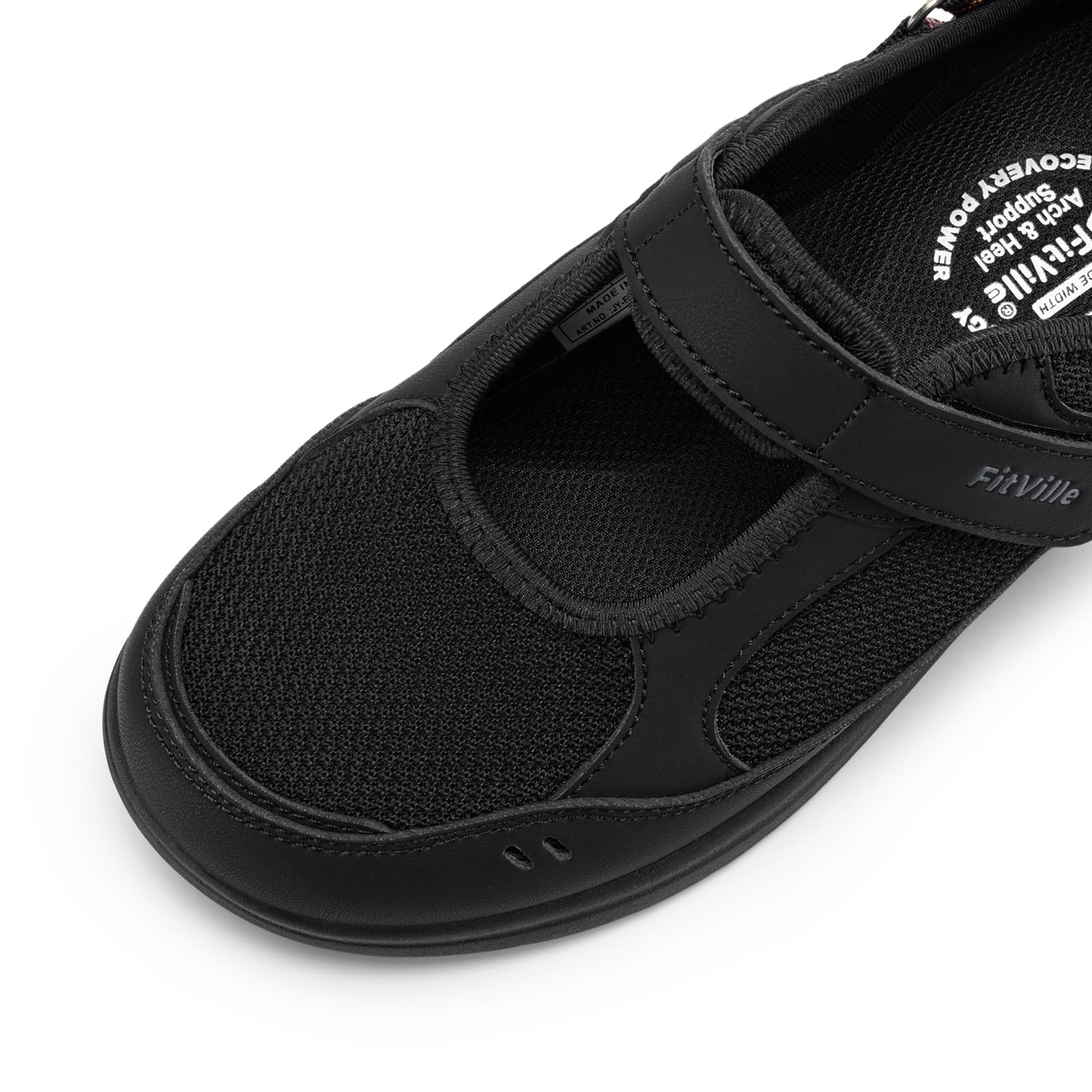 FitVille Sandali Mary Jane Donna con Larghezza Generosa Scarpe Estive con Chiusura Regolabile Leggere, Traspiranti per Passeggiate per Piedi Larghi