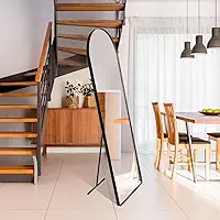 Espelho Decorativo Vitral com Suporte de Chão Estilo Moderno para Sala Quarto ou Hall – 150x50cm (Preto)