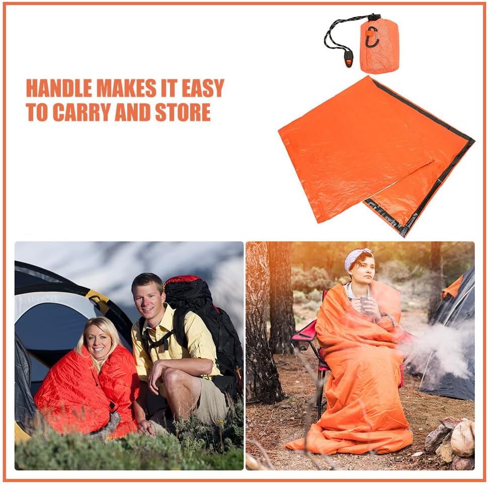 TOYANDONA 2pcs Emergency Pe Aluminum Foil Sleeping Bag for Adults, Lightweight Portable Bivy Sack with Drawstring Sack, Waterproof Survival Sleeping Bags for Camping Hiking