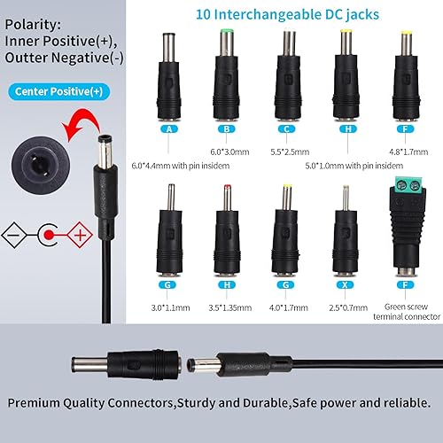 Miniatura 4 de Cargador adaptador de corriente de 12 V 2 A, fuente de alimentación regulada de 12 V, CC en 12 voltios, cable de alimentación de 2000 mA con 10