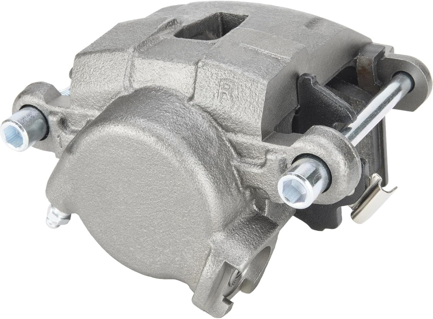 Speedway Motors Metric Disc Brake Caliper RH, 2.38 Inch Single Piston, 10mm x 1.5 Inlet, 5.5 Inch Mount Spacing, Pads Included, compatible with 1978-1988 GM Midsize