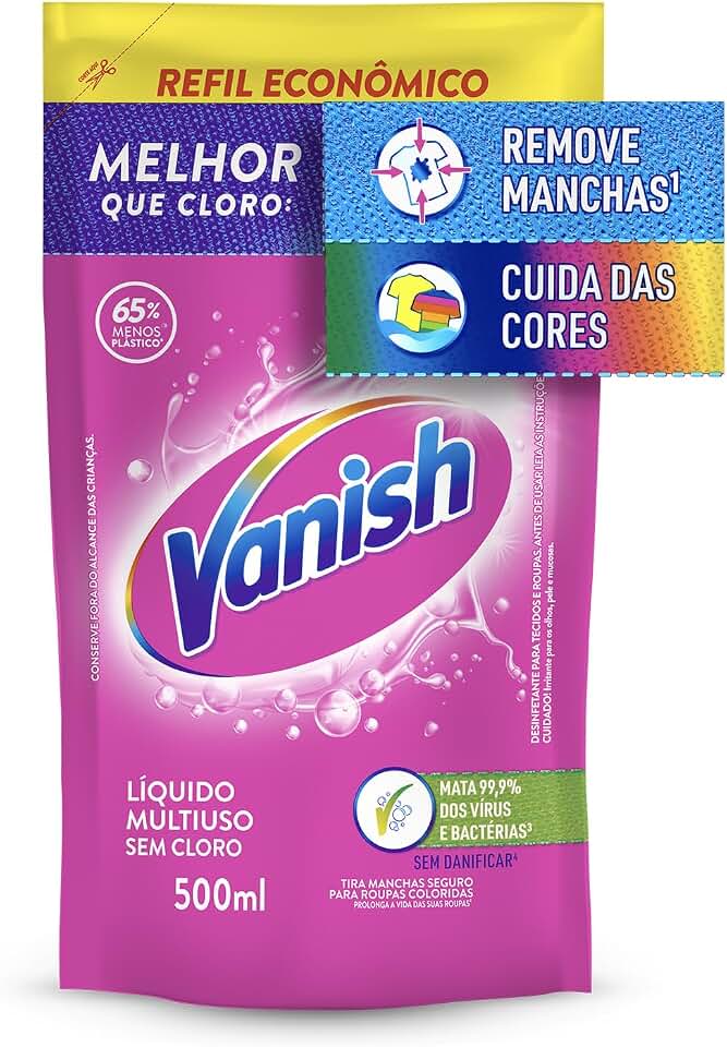 Tira Manchas Vanish Líquido Multiuso para roupas coloridas Refil Econômico 500ml