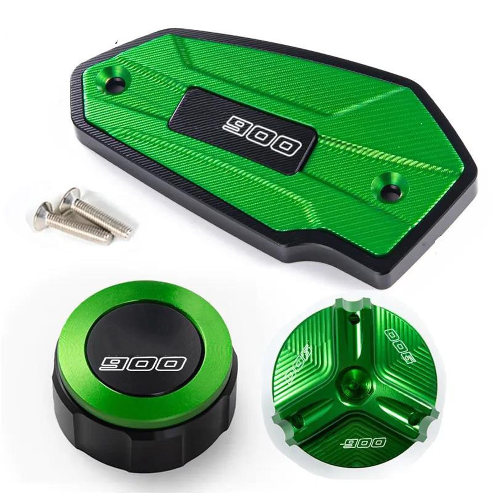 Tapas de líquido de frenos verdes para renovar el estilo de tu moto Kawasaki Z900 en ruta 6