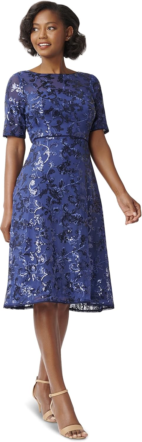 Adrianna Papell Womens Floral Embroidery GownSpecial Occasion Dress