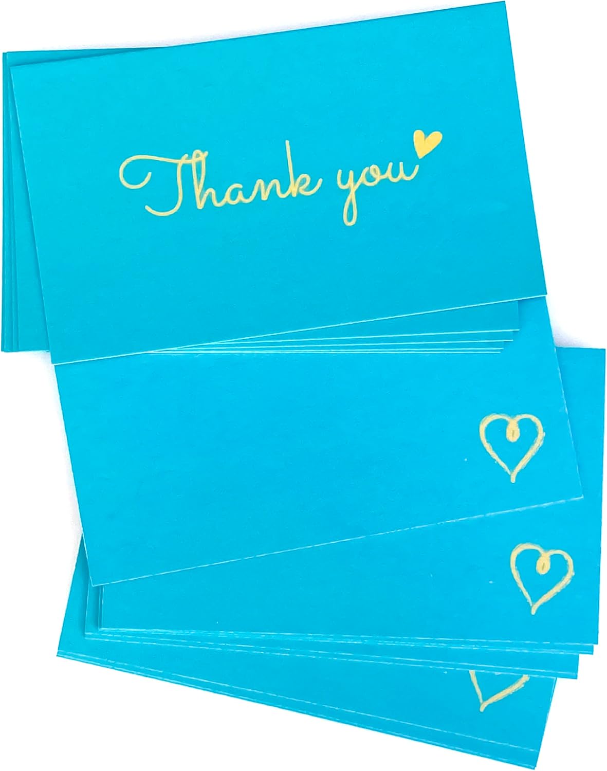 RXBC2011 100 Little Thank You Cards Gold Heart Design Bulk Thank you Notes for All Occasions 3.5 x 2 Inch Aqua color - Image 8