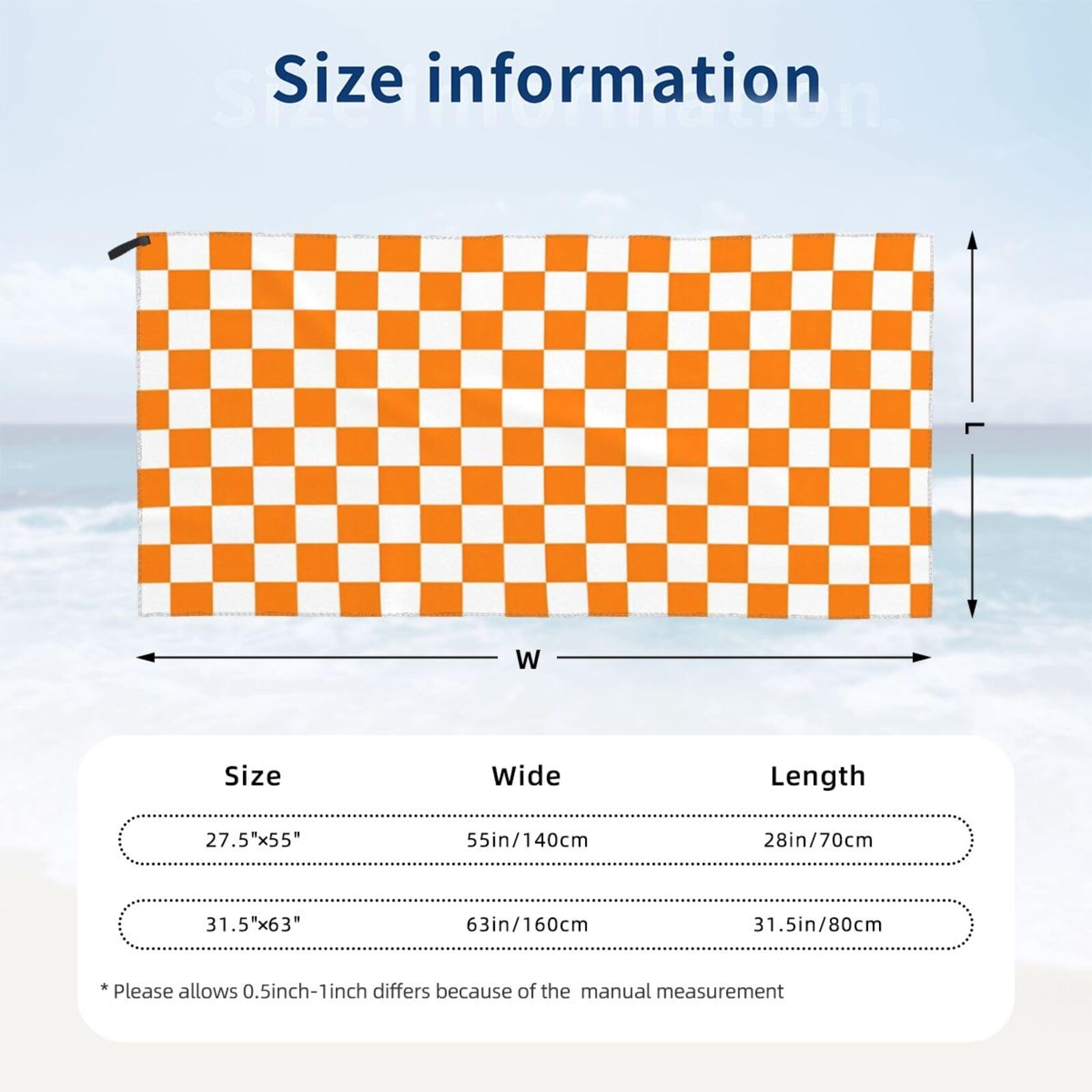 Amazon.com: Ylcavgz Orange White Checkered Pattern Microfiber