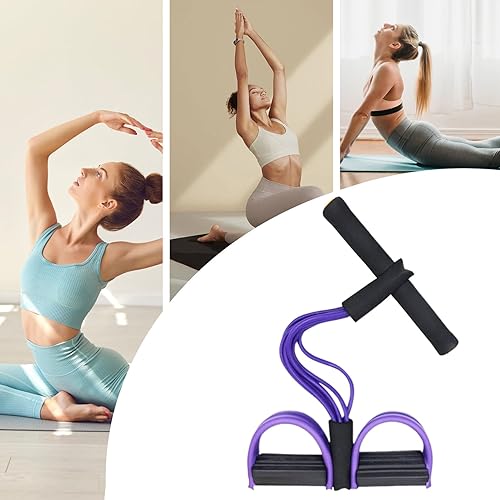 Miniatura 4 de Banda de resistencia para pies, banda elástica de resistencia de ejercicio de 6 tubos, entrenamiento de estiramiento de yoga para principiantes,