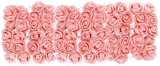 Artificial Rose Flower Heads, Light Pink Mini Faux Flower 0.8 Inch-1 Inch for DIY Craft Wedding and Party Decoration Pack of 72