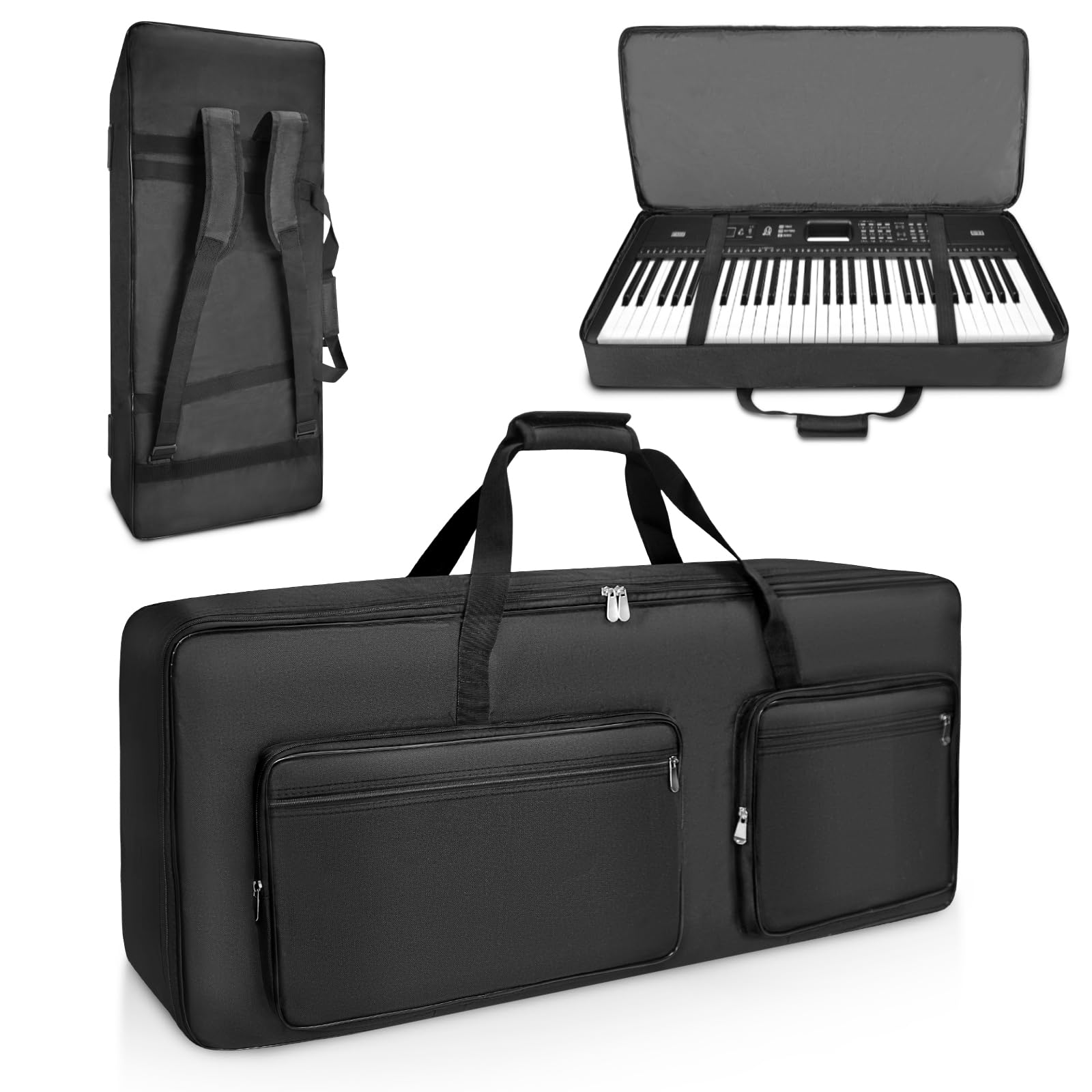 SUNDOY 61 Key Gig Bag for Electric Piano, Keyboard Backpack Case Made from 600D Oxford with 10mm Full Cotton Padding, Lightweight, Durable, & Travel (105x15x43.5-cm)