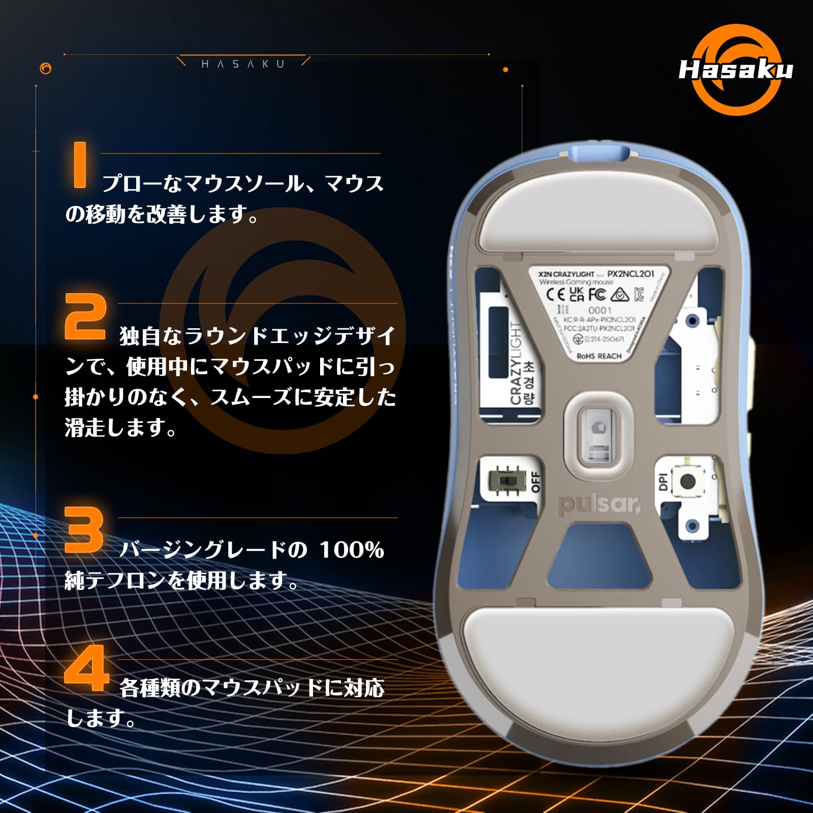 Amazon | Pulsar X2N CrazyLight ゲーミングマウス 用 2セット入り