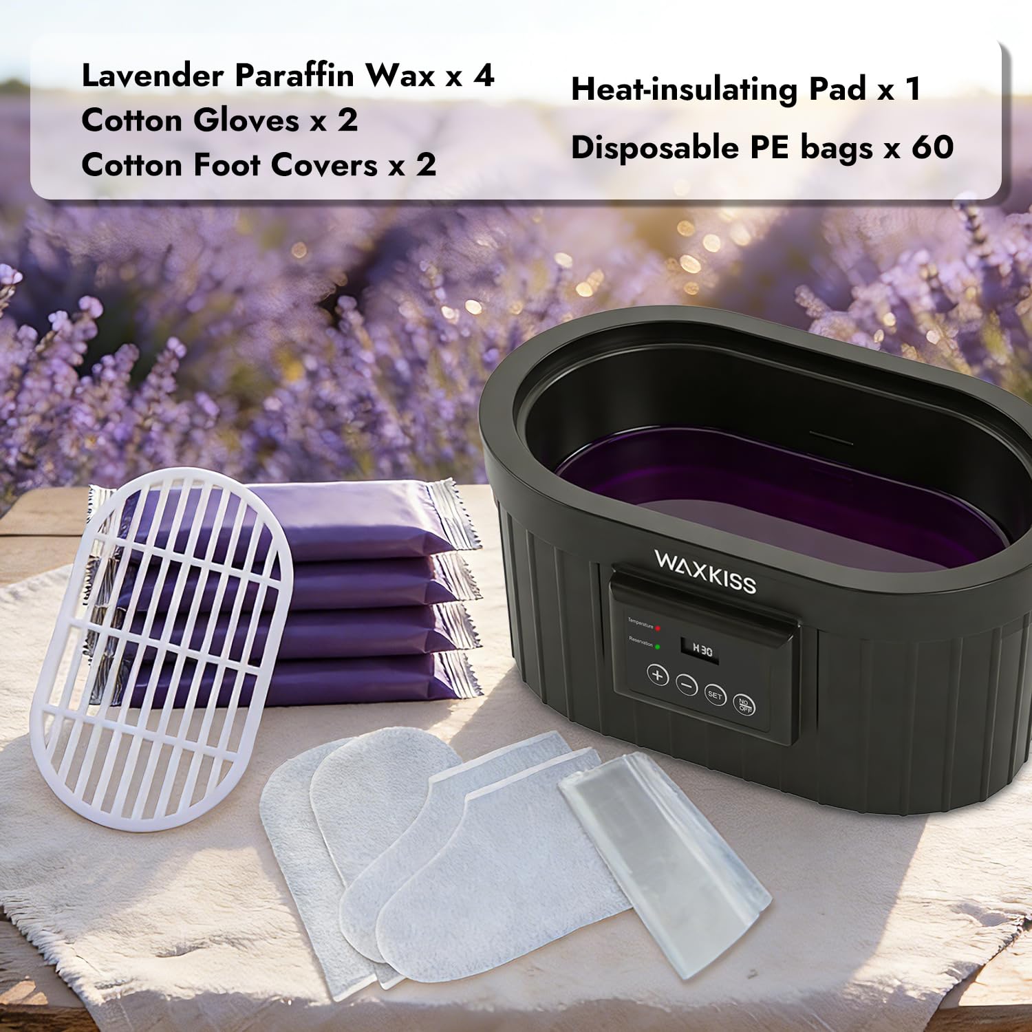 Paraffin Wax Machine for Hand and Feet, Waxkiss 5000ml Paraffin Bath with Lavender Paraffin Wax Warmer for Professional Spa & Arthritis Treatment At Home