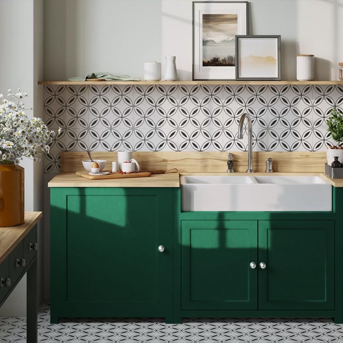 Jeweluck Dark Green Wallpaper Peel and Stick Wallpaper 15.7” x 787.4” Matte Dark Green Peel and Stick Contact Paper Removable Self-Adhesive Wall Paper Waterproof Decorative for Bathroom Vinyl