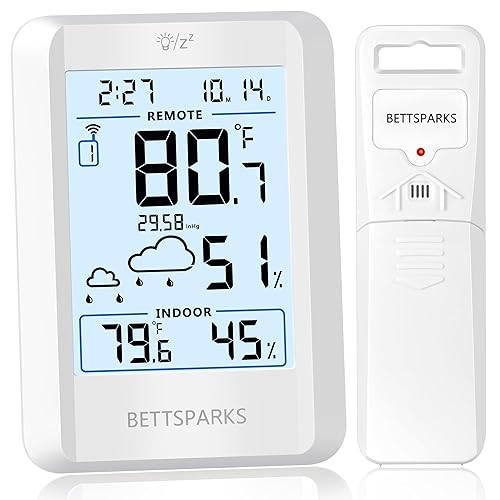 Termómetro para interiores y exteriores, estación meteorológica inalámbrica con rango de 330 pies, sensor de extracción interior exterior,