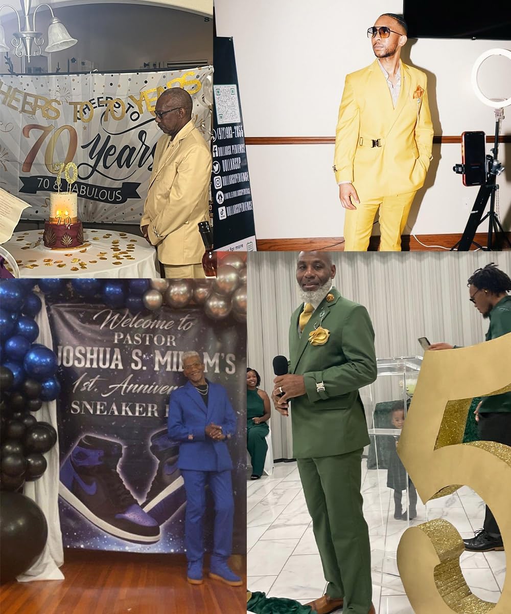 Size 38 Men's 2 Piece Suit with Metal Clasp Slim Fit Suit Stylish Business & Casual Tuxedo Suit