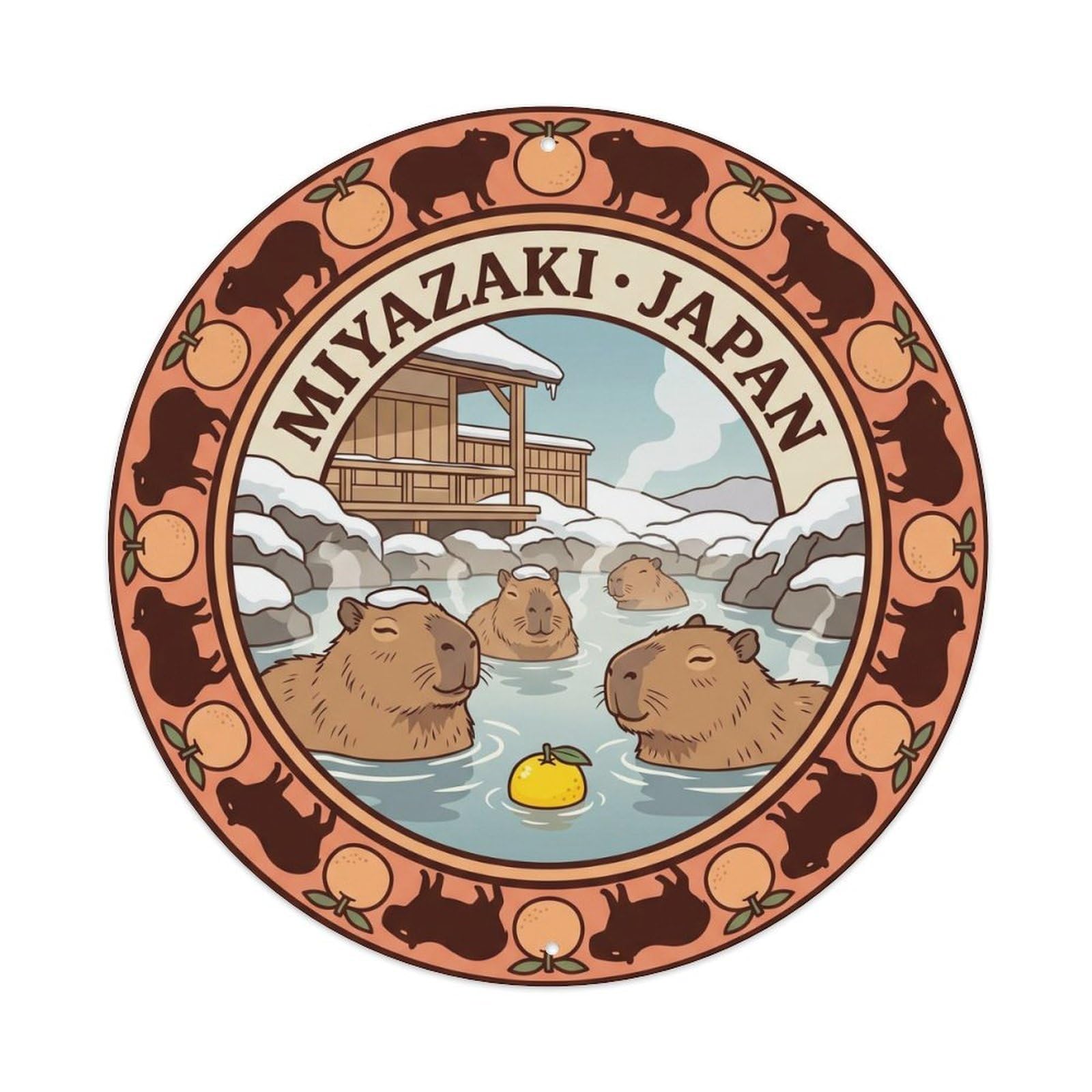Capybara Onsen Hot Spring Island Wildlife Nature Metal Tin Sign