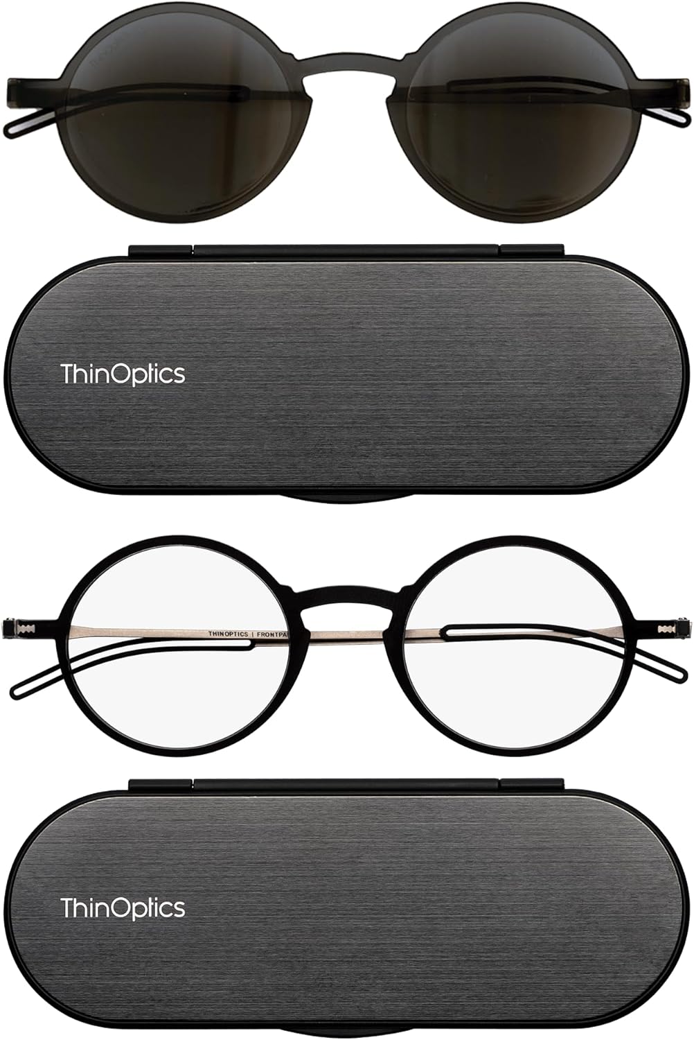 ThinOptics Bundle - Reading Glasses and Sunglasses with Cases - Ultra Thin, Durable, Lightweight
