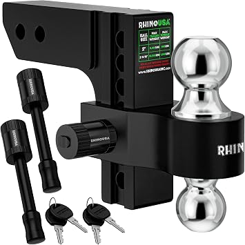Rhino USA Adjustable Trailer Hitch 2in Receiver - 6in Drop/Rise
