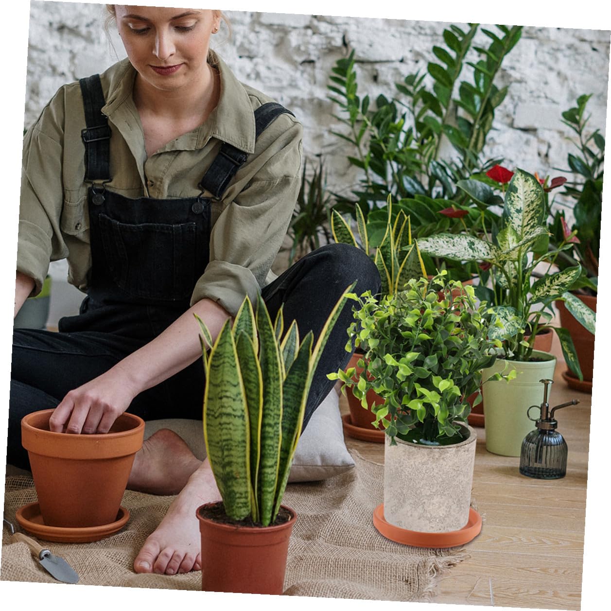 Kisangel 5 Stück-Pack Tonuntersetzer 20cm aus Keramik für Blumentopf Zubehör mit Leichter Schützender Funktion für Indoor und Outdoor Pflanzen