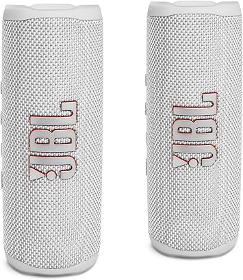 JBL FLIP 6 Waterproof Portable Bluetooth Speaker Bundle - White Pack of 2