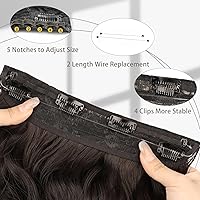 Vista 7 de MORICA Extensiones de Cabello con Alambre Invisible - 20 Pulgadas Marrón Oscuro Largo Ondulado Postizo Sintético con Alambre Transparente