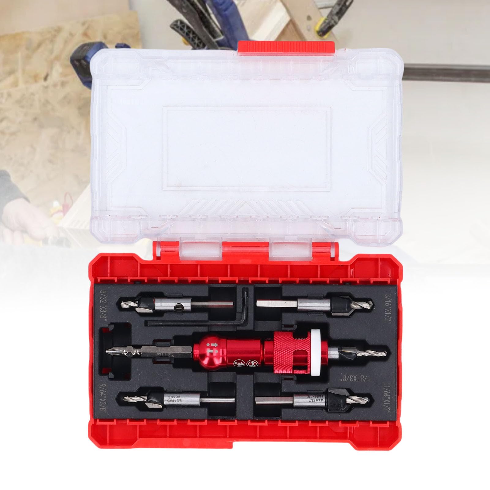 Juego de brocas para fresar, profundidad ajustable eficaz para proyectos de carpintería, material de acero, kit de 5 piezas para profesionales