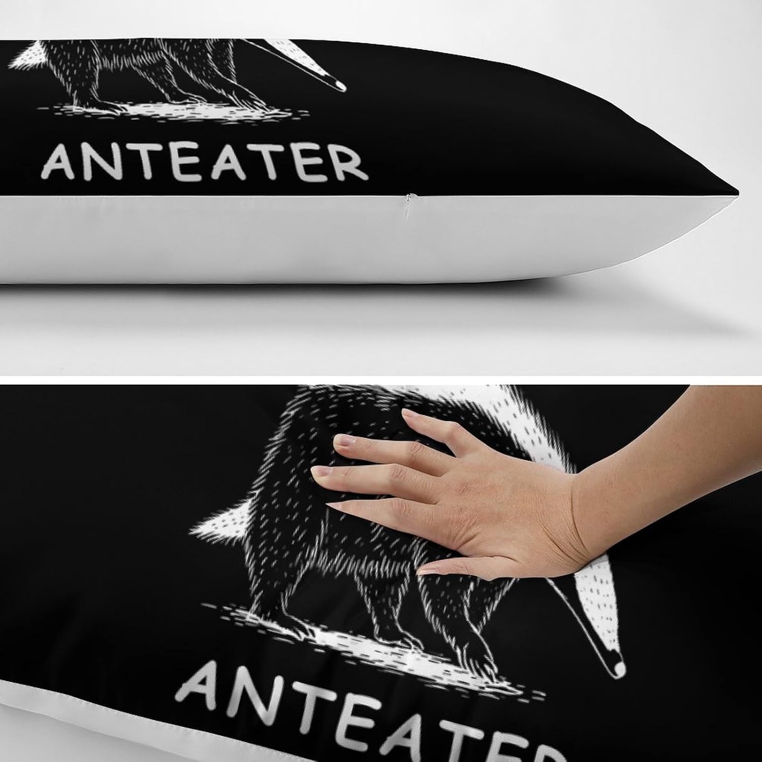 Anteater Black and White Body Pillow Cover Long Cushion 18.9x53.1 Inch | pillowcase,bed decor,farmhouse,sofa